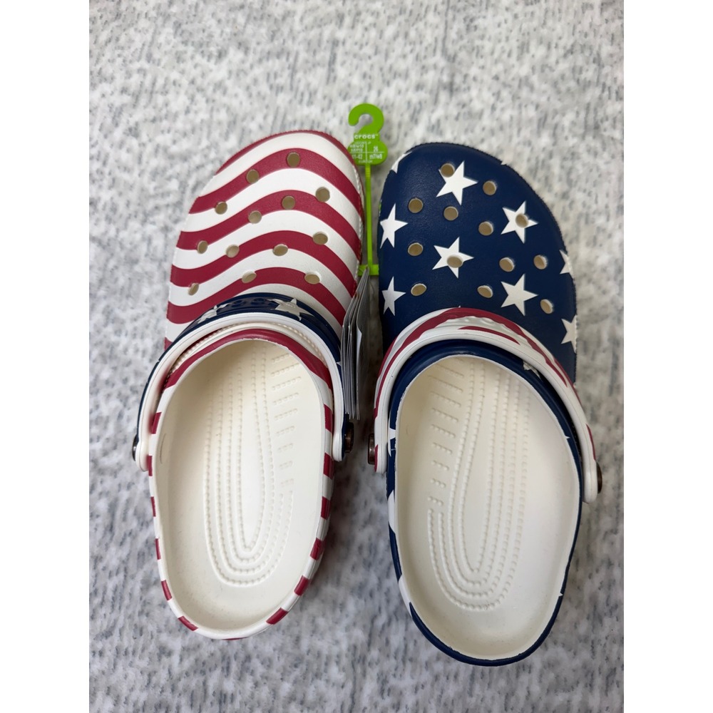 Crocs Classic American Flag Clog Mens 8 Womens 10 Stars Stripes 205974-0PZ NEW